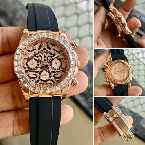 Rolex Daytona Diamond Tiger Rosegold Oyster Flex TOP PREMIUM QUALITY WATCH
